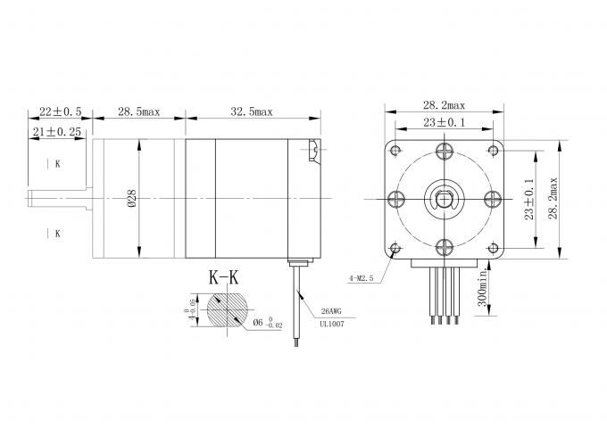 Micro Gearbox Stepper Motor 28mm 600 G Cm 0.05 nm 1.8 Degree 4.22 V 0.67A 1