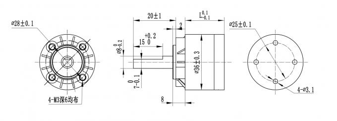 36mm Gearbox Stepper Motor Four Wire 1700 G Cm 0.4 Amp 14.4v 3
