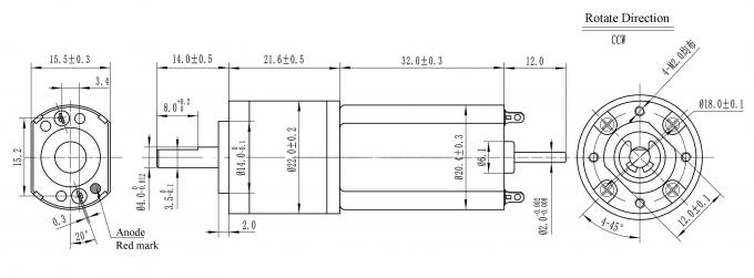 Outer Diameter 22 mm 24V 84:1 Micro DC Brush Motor Gearbox Space Saving 0