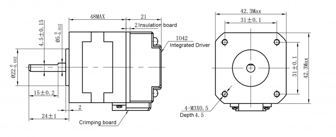 Nema 17 42BYGH872 4.5Kg.Cm 1.8 Degree Integrated Stepper Motor With Driver 0