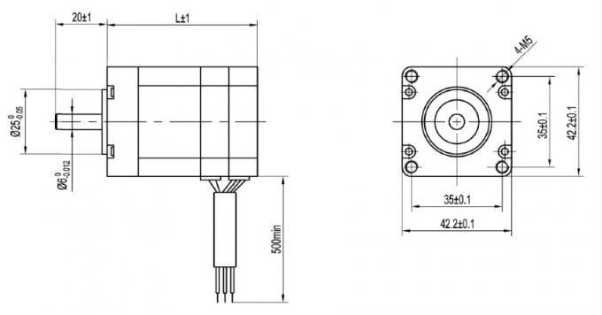 42mm Nema 17 Brushless DC Motor 3.5A 106W 8Pole 48V 3Phase 0.22Nm 4600RPM 1