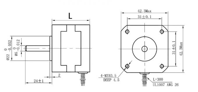 1.8 Degree Hybrid Stepper Motor 4 Leads 6 Wires Nema 17 42mm 12V 1.7A 2
