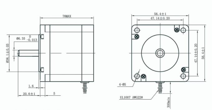 Nema 23 Low Noise Hybrid Stepper Motor 1.8 Degree 4 Leads 6Wire 57mm 7.36V 4.2A 2
