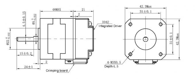 42mm Nema17 Integrated Stepper Motor 4 Wires 1.8 Step Angle 2