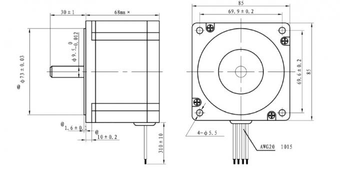 85BYGH350A-001 High Performance Hybrid Stepper Motor Nema34 1