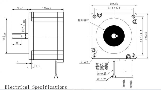 Model 110BYGH99-001-10 hot selling 1.8 Step Angle 4 Lead 4.95V 5.5A 11.2N.M Nema42 110mm hybrid stepper motor 1
