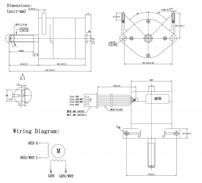 57BYGX Series Special Shaped End Cover Nema23 Stepper Motor 2.1A 3.57V 0.1N.M 1